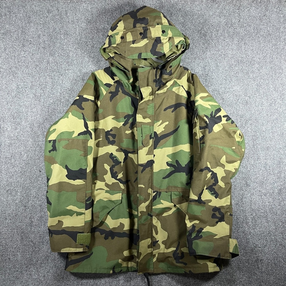 US Military Field Army Jacket Camo Cold Weather Parka Gore-Tex Size Large - Long